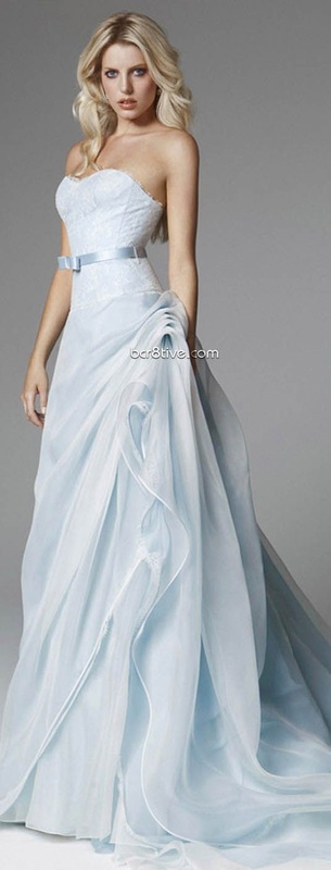 blue silver wedding dress